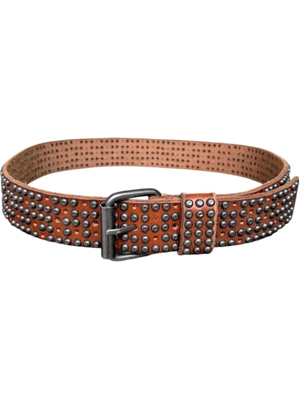 Amsterdam Cowboys Studded Leather Belt Caramel Wide Full Grain Size 85 (S/M)